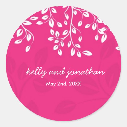 Heldere Hot Pink Wedding Stickers (Voorkant)