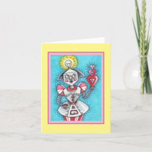 HELDERE IDEA GIRL ROBOT, COLORFUL MECHANISCHE HOOR FEESTDAGEN KAART
