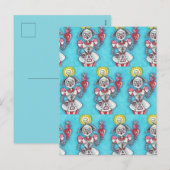 HELDERE IDEA GIRL ROBOT, COLORFUL MECHANISCHE HOOR FEESTDAGENKAART (Voorkant / Achterkant)