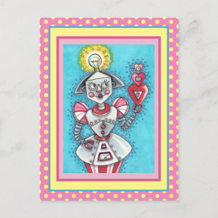 HELDERE IDEA GIRL ROBOT, COLORFUL MECHANISCHE HOOR FEESTDAGENKAART