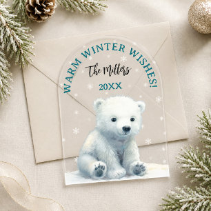 Heldere IJsbeer Baby Kerstkaart Acryl Uitnodigingen