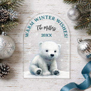 Heldere IJsbeer Baby Kerstkaart Acryl Uitnodigingen