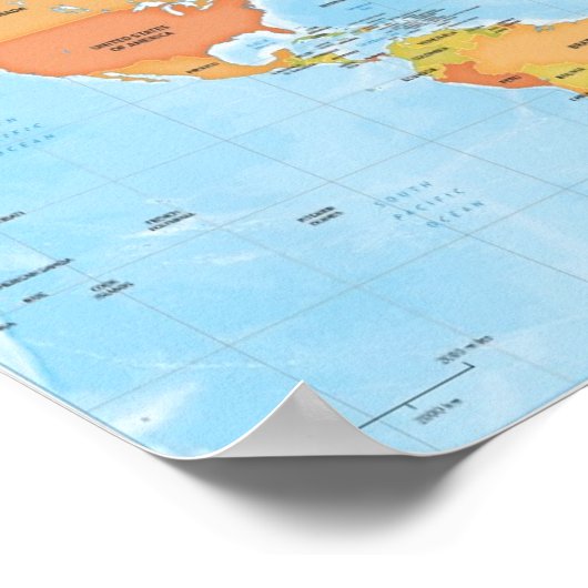 Heldere kaart van de wereld poster (Hoek)