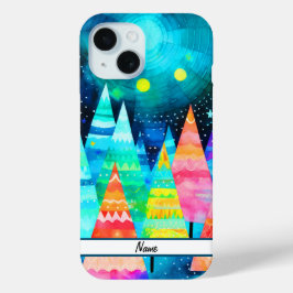 Heldere kerstbomen iPhone 15 case