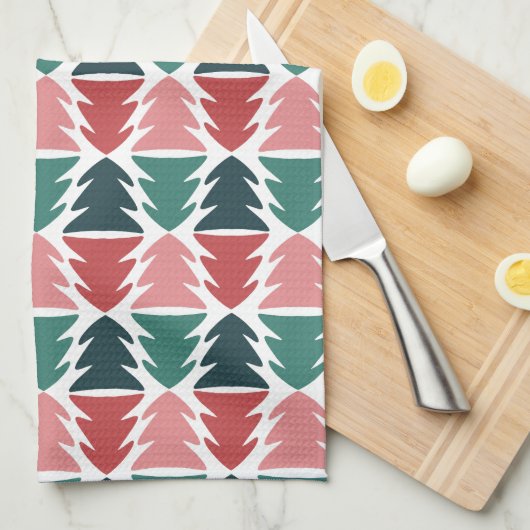 Heldere kerstboom keukenhanddoek (Quarter Fold)