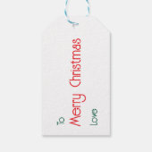 Heldere kerstcadeaudozen & groenblijvende bladeren cadeaulabel (Achterkant)