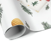 Heldere kerstcadeaudozen & groenblijvende bladeren cadeaupapier (Rol Hoek)