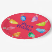 Heldere kerstlampen Prettige feestdagen Papieren Bordje (Gekanteld)