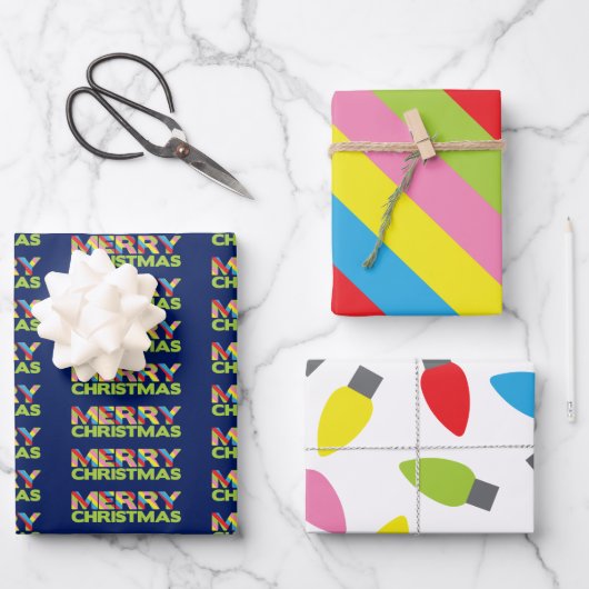 Heldere kerstlampjes met papierbladen inpakpapier vel (Voorkant)