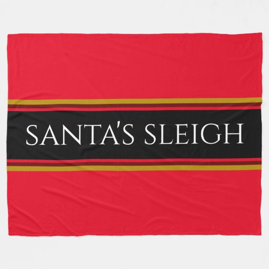 Heldere Kerstmis Rode Strepen Santa's Sleigh Tekst Fleece Deken (Voorkant (Horizontaal))