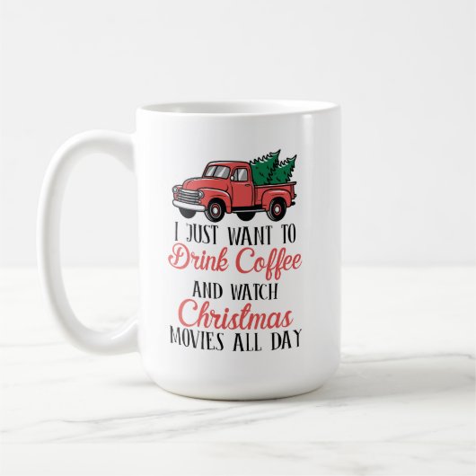 Heldere kerstsfeer in een koffiebekerontwerp koffiemok (Links)