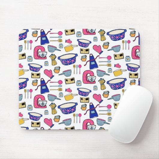 Heldere keukengerei met kookpan muismat (Met muis)
