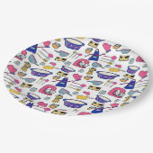 Heldere keukengerei met kookpan papieren bordje (Gekanteld)