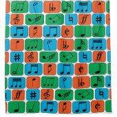 Heldere kleur Muzikale notities Douchegordijn (Voorkant)