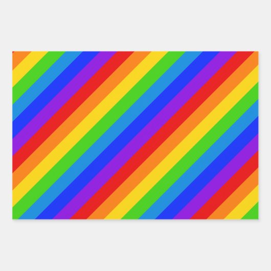 Heldere kleur regenboogstrepen diagonaal inpakpapier vel (Voorkant 2)