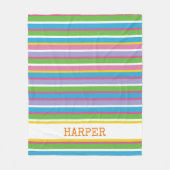 Heldere kleur Strepen NAAM Modern Preppy Fun Hip Fleece Deken (Voorkant)