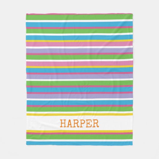 Heldere kleur Strepen NAAM Modern Preppy Fun Hip Fleece Deken (Voorkant)