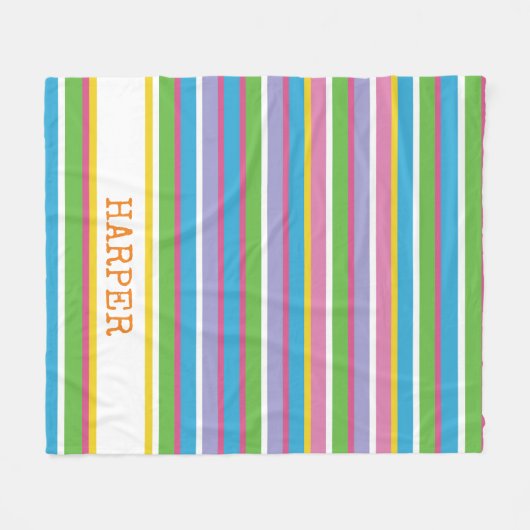 Heldere kleur Strepen NAAM Modern Preppy Fun Hip Fleece Deken (Voorkant (Horizontaal))