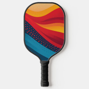 Heldere kleurbanden met stippenpatronen pickleball paddle