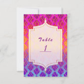 Heldere kleuren Arabisch Marokkaans Glam-tabelnumm Kaart (Achterkant)