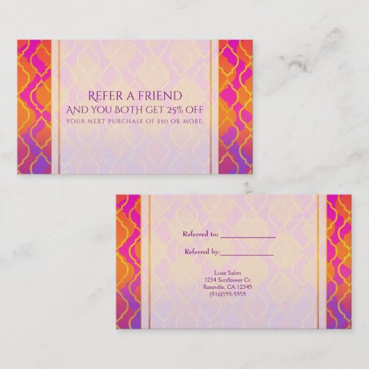 Heldere kleuren: Arabisch Marokkaans Verwijs een b Aanbevelingskaartje (Voorkant / Achterkant)