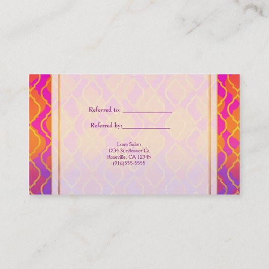 Heldere kleuren: Arabisch Marokkaans Verwijs een b Aanbevelingskaartje (Achterkant)