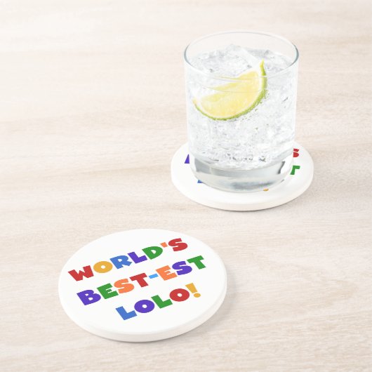 Heldere kleuren Best-est Lolo T-shirts en geschenk Zandsteen Onderzetter (Zijkant)