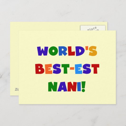 Heldere kleuren Best-est Nani T-shirts en geschenk Briefkaart (Voorkant / Achterkant)