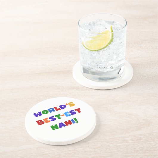 Heldere kleuren Best-est Nani T-shirts en geschenk Zandsteen Onderzetter (Zijkant)