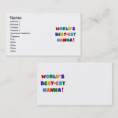 Heldere kleuren Beste Nanna Tshirts Visitekaartje (Voorkant / Achterkant)