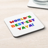 Heldere kleuren, beste Yaya-cadeaus ter wereld Drankjes Onderzetter (Linkerzijde)