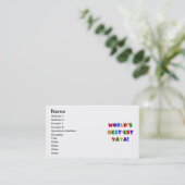 Heldere kleuren, beste Yaya-cadeaus ter wereld Visitekaartje (Staand voorkant)