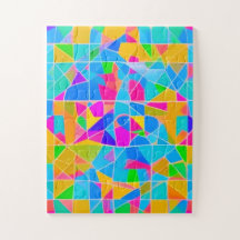Heldere kleuren geometrische puzzel voor alle leef
