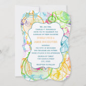 Heldere Kleuren Gestileerde Oude Fiets Huwelijk Kaart (Voorkant)