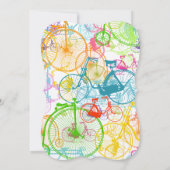 Heldere Kleuren Gestileerde Oude Fiets Huwelijk Kaart (Achterkant)