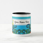 Heldere kleuren, golven - Fish Doodles, Personalis Mok (Midden)