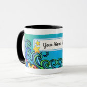 Heldere kleuren, golven - Fish Doodles, Personalis Mok (Voorkant links)