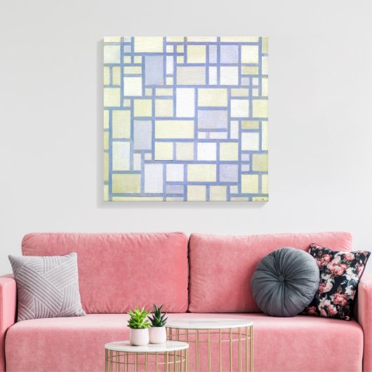Heldere kleuren Grijze lijnen | Piet Mondrian | Ca Canvas Afdruk (Insitu (Woonkamer))