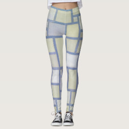 Heldere kleuren grijze lijnen | Piet Mondrian | Leggings
