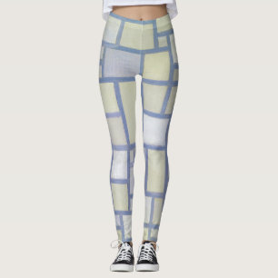 Heldere kleuren grijze lijnen Piet Mondrian Leggings