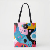 Heldere kleuren grillige vormen moderne geometrisc tote bag (Voorkant)