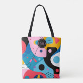 Heldere kleuren grillige vormen moderne geometrisc tote bag (Achterkant)