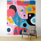 Heldere kleuren grillige vormen moderne geometrisc wandkleed (In situ)