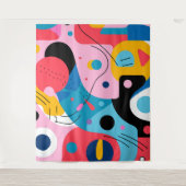 Heldere kleuren grillige vormen moderne geometrisc wandkleed (Voorkant)