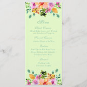 Heldere Kleuren Groene Bloemen Lente Zomer Bruilof Menu (Voorkant)