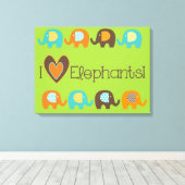 Heldere kleuren Ik hou van olifanten verpakt canva Canvas Afdruk (Insitu (Houten vloer))