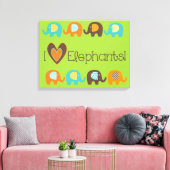Heldere kleuren Ik hou van olifanten verpakt canva Canvas Afdruk (Insitu (Woonkamer))