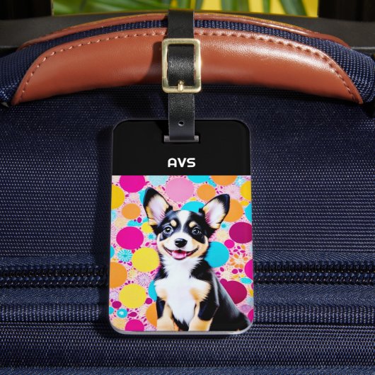 Heldere kleuren koele  gepersonaliseerde Schattige Bagagelabel (Voorkant Insitu 2)