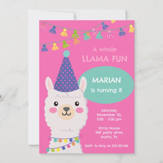 Heldere kleuren lama Invitation Kaart (Voorkant)