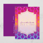 Heldere kleuren Marokkaanse Arabische glam sparen  Aankondigingskaart (Voorkant / Achterkant)